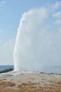 Conforme esperado, o Old Faithful faz sua 'apresentação' no Yellowstone National Park, em Wyoming, nos Estados Unidos